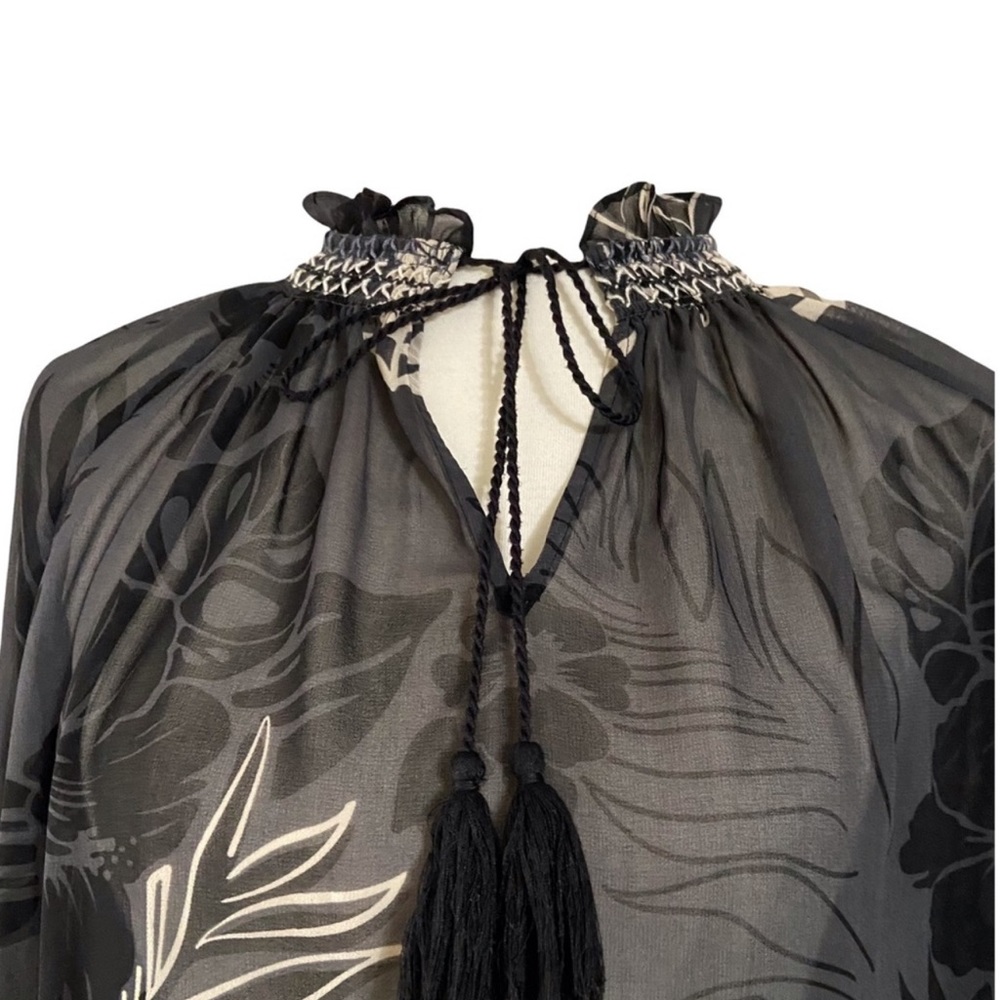 CAbi 5597 Aloha Blouse Sheer Floral Peasant XL - Picture 5 of 8